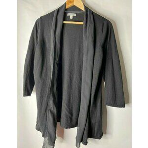 Amber Sun Open Front Cardigan Lace Trim 3/4 Sleeves Black Women’s Size Large L